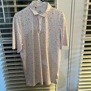 Adidas white, red, and maroon performance polo